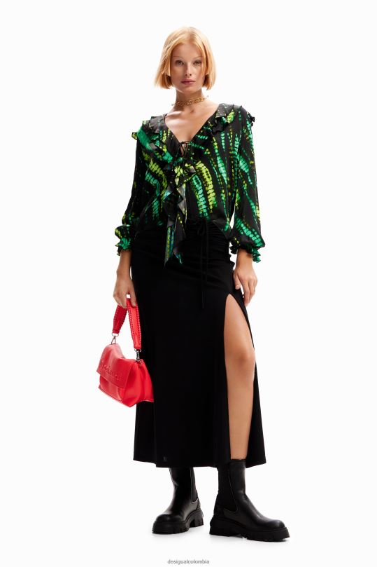 blusas Desigual bogota - ropa 4802L166 mujer Desigual blusa con volantes y efecto tie-dye