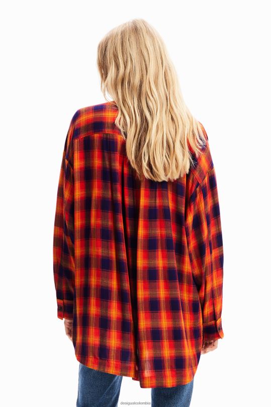 ropa 4802L194 mujer Desigual camisa a cuadros de gran tamaño - Desigual sale damen