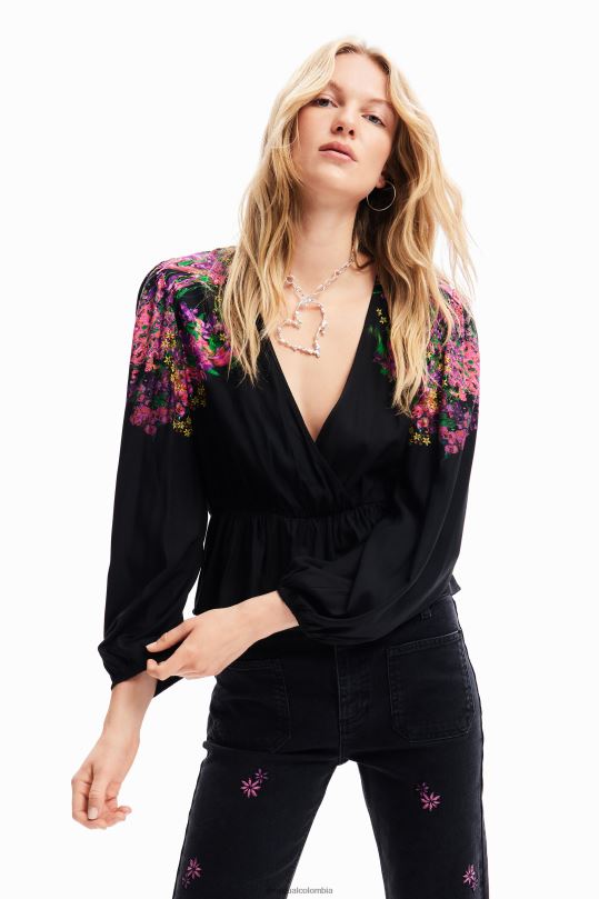 ropa 4802L212 mujer Desigual blusa cruzada digital con estampado floral - Desigual sales online