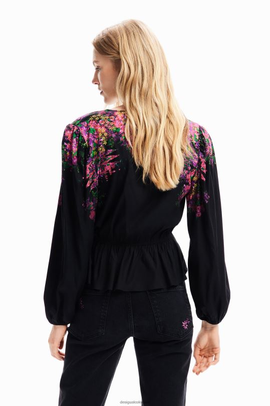 ropa 4802L212 mujer Desigual blusa cruzada digital con estampado floral - Desigual sales online