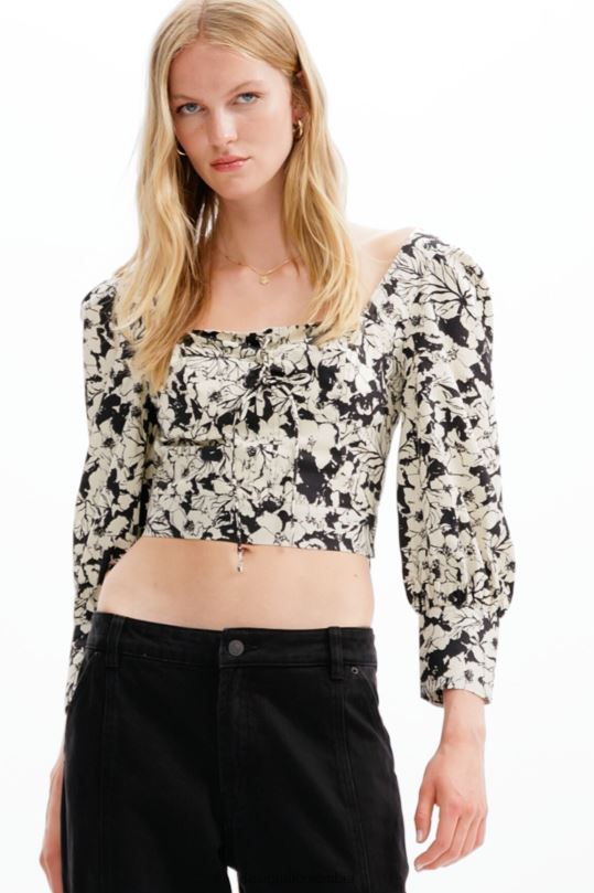 Desigual Colombia pagina oficial - ropa 4802L250 mujer Desigual blusa corta con corsé floral