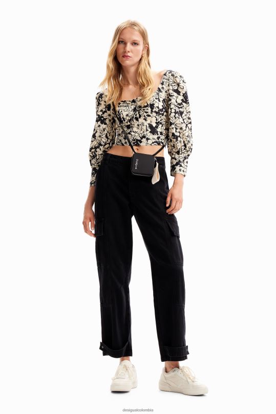 Desigual Colombia pagina oficial - ropa 4802L250 mujer Desigual blusa corta con corsé floral