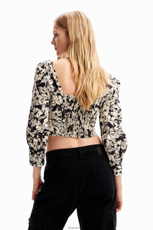 Desigual Colombia pagina oficial - ropa 4802L250 mujer Desigual blusa corta con corsé floral