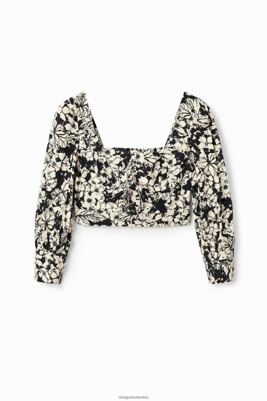 Desigual Colombia pagina oficial - ropa 4802L250 mujer Desigual blusa corta con corsé floral