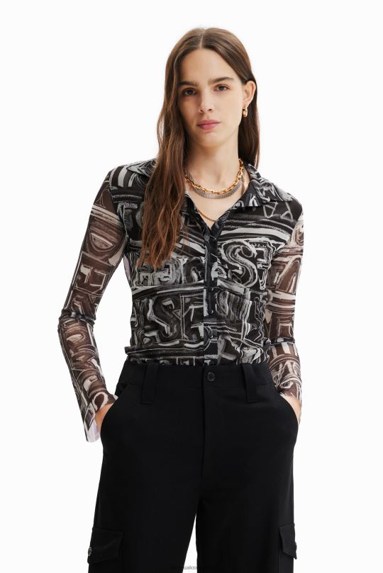 ropa 4802L347 mujer Desigual camisa corta de tul delgada - Desigual Colombia Medellín
