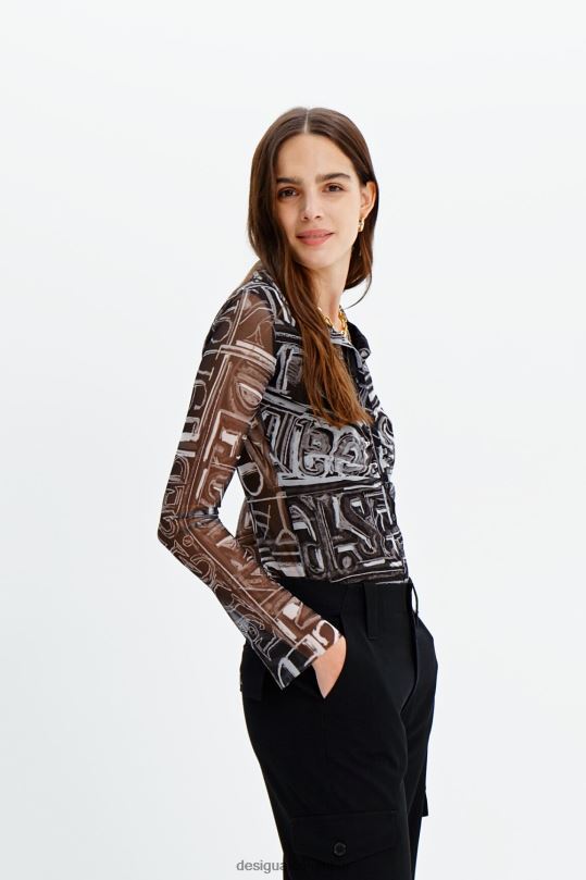ropa 4802L347 mujer Desigual camisa corta de tul delgada - Desigual Colombia Medellín
