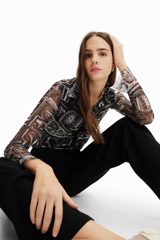 ropa 4802L347 mujer Desigual camisa corta de tul delgada - Desigual Colombia Medellín