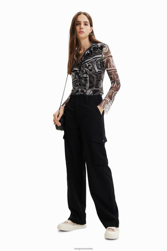 ropa 4802L347 mujer Desigual camisa corta de tul delgada - Desigual Colombia Medellín