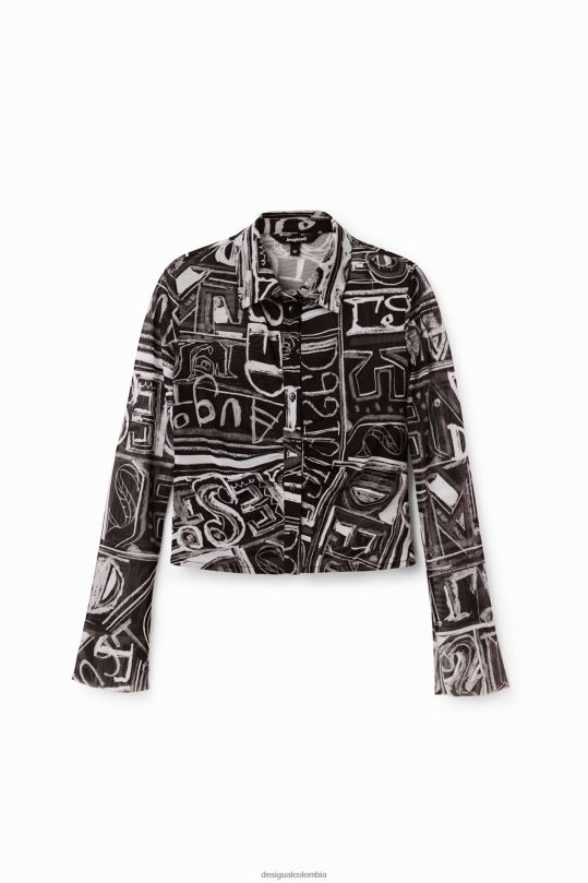 ropa 4802L347 mujer Desigual camisa corta de tul delgada - Desigual Colombia Medellín