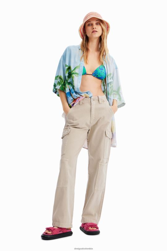 Desigual Colombia - ropa 4802L368 mujer Desigual camisa oversize de lino tropical