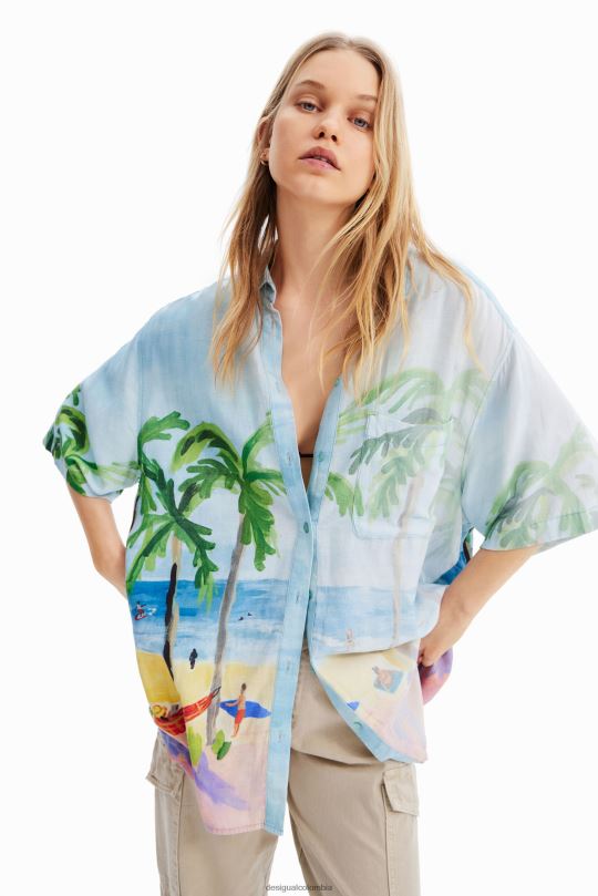 Desigual Colombia - ropa 4802L368 mujer Desigual camisa oversize de lino tropical