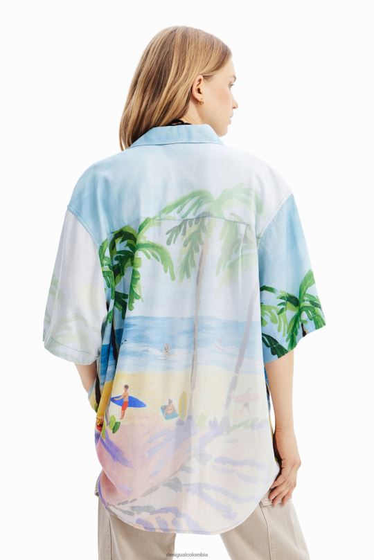 Desigual Colombia - ropa 4802L368 mujer Desigual camisa oversize de lino tropical