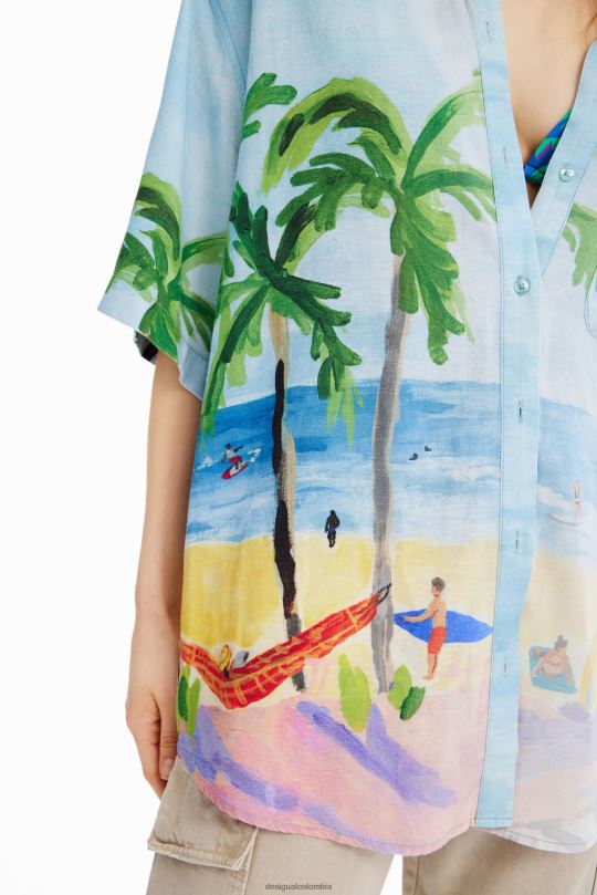Desigual Colombia - ropa 4802L368 mujer Desigual camisa oversize de lino tropical