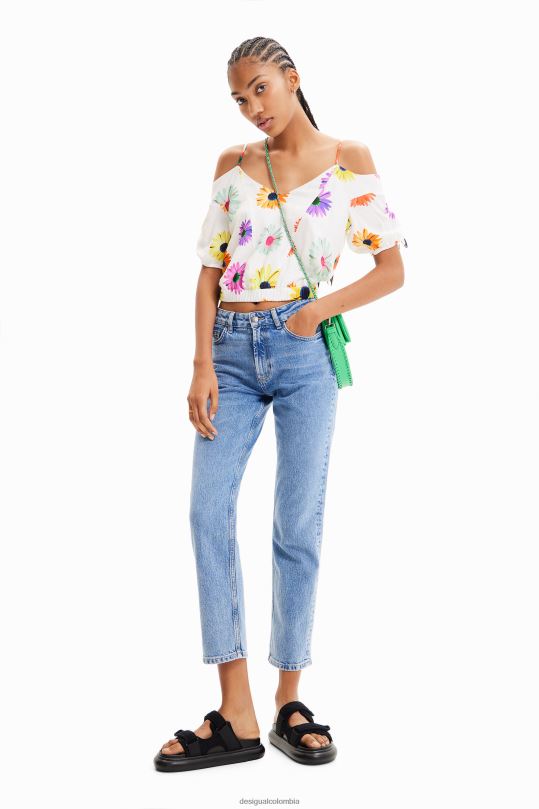 Desigual Colombia bolsos - ropa 4802L400 mujer Desigual blusa corta fruncida con flores