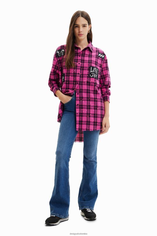 ropa 4802L449 mujer Desigual camisa a cuadros de gran tamaño - Desigual sale damen