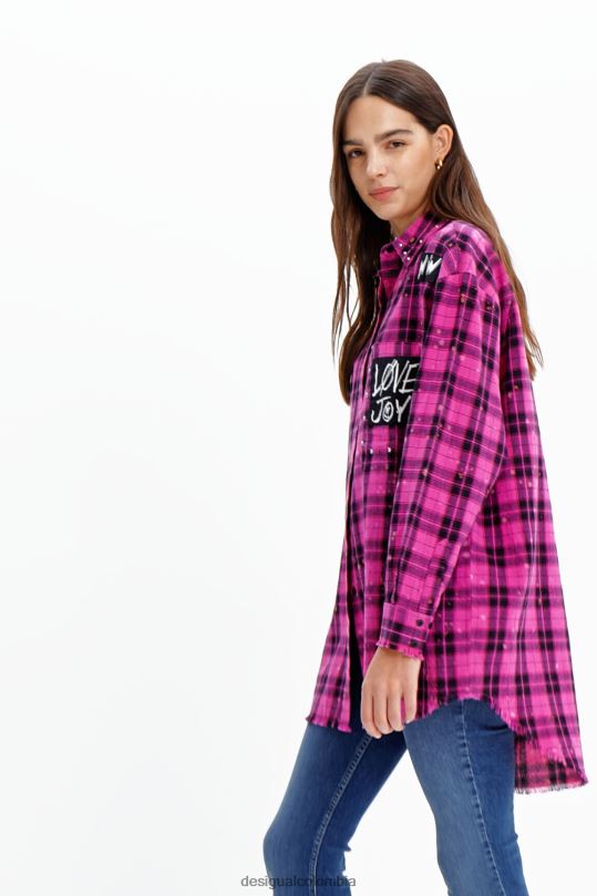 ropa 4802L449 mujer Desigual camisa a cuadros de gran tamaño - Desigual sale damen
