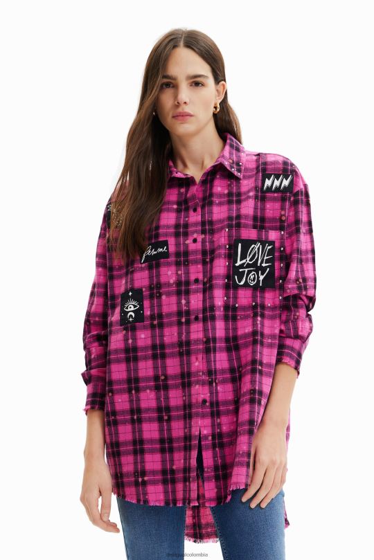 ropa 4802L449 mujer Desigual camisa a cuadros de gran tamaño - Desigual sale damen