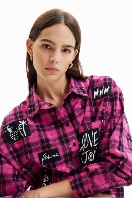 ropa 4802L449 mujer Desigual camisa a cuadros de gran tamaño - Desigual sale damen