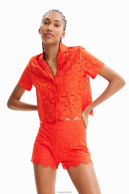 ropa 4802L454 mujer Desigual camisa corta de encaje - Desigual sales online