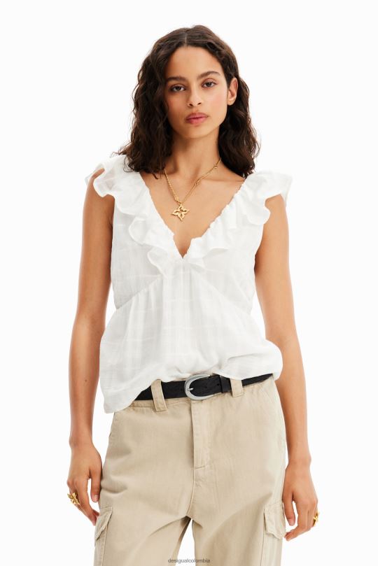 Desigual Colombia pagina oficial - ropa 4802L474 mujer Desigual blusa texturizada con volantes