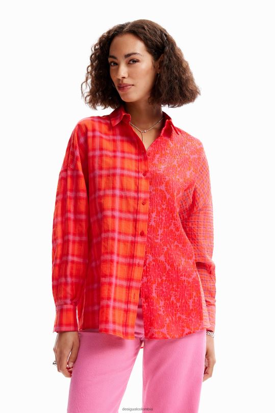 Desigual Colombia bolsos - ropa 4802L506 mujer Desigual camisa oversize a cuadros con patchwork