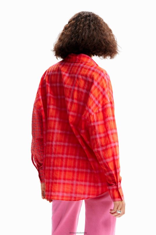 Desigual Colombia bolsos - ropa 4802L506 mujer Desigual camisa oversize a cuadros con patchwork