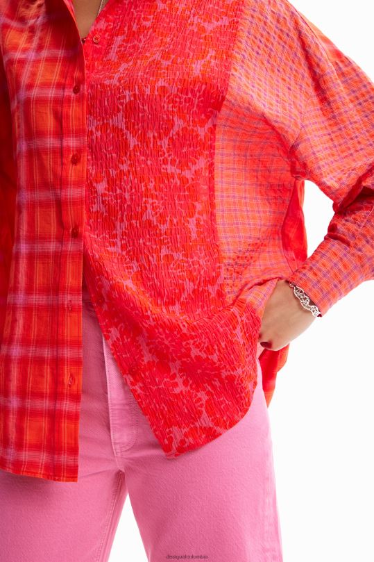Desigual Colombia bolsos - ropa 4802L506 mujer Desigual camisa oversize a cuadros con patchwork