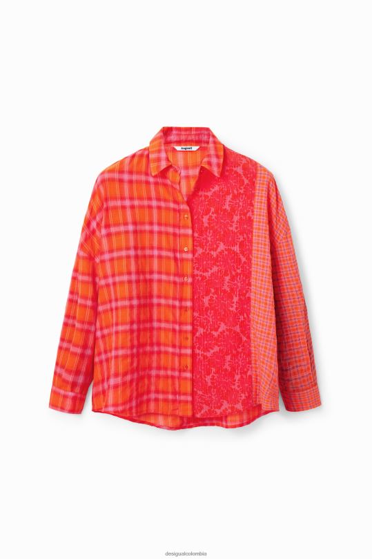 Desigual Colombia bolsos - ropa 4802L506 mujer Desigual camisa oversize a cuadros con patchwork