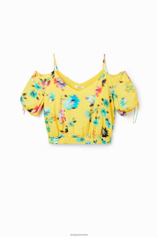 Desigual zapatos Colombia - ropa 4802L516 mujer Desigual blusa corta fruncida con flores