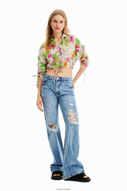 blusas Desigual bogota - ropa 4802L536 mujer Desigual camisa corta fruncida