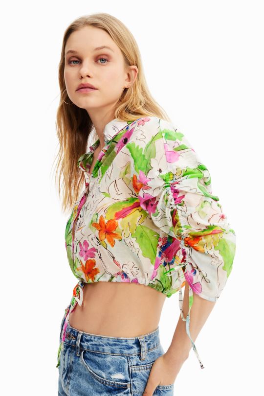 blusas Desigual bogota - ropa 4802L536 mujer Desigual camisa corta fruncida