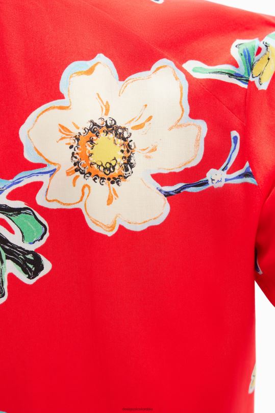 ropa 4802L542 mujer Desigual blusa corta fruncida con flores - Desigual Colombia rebajas