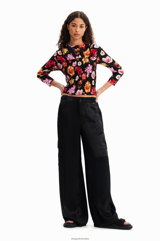 ropa 4802L615 mujer Desigual metro. blusa fruncida floral de christian lacroix - Desigual sales online