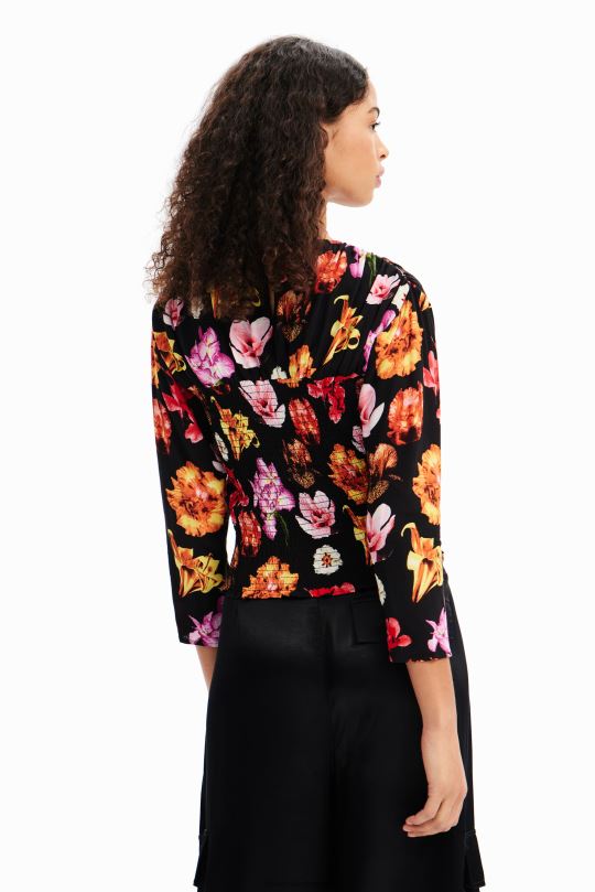 ropa 4802L615 mujer Desigual metro. blusa fruncida floral de christian lacroix - Desigual sales online