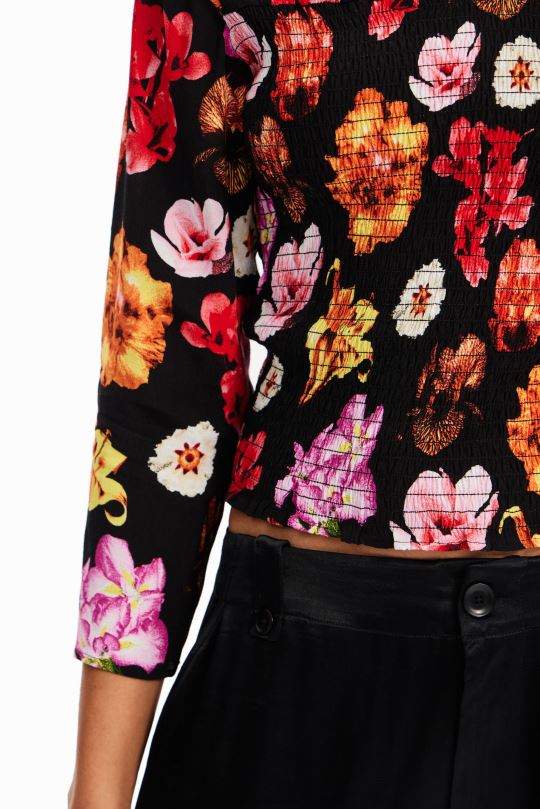 ropa 4802L615 mujer Desigual metro. blusa fruncida floral de christian lacroix - Desigual sales online
