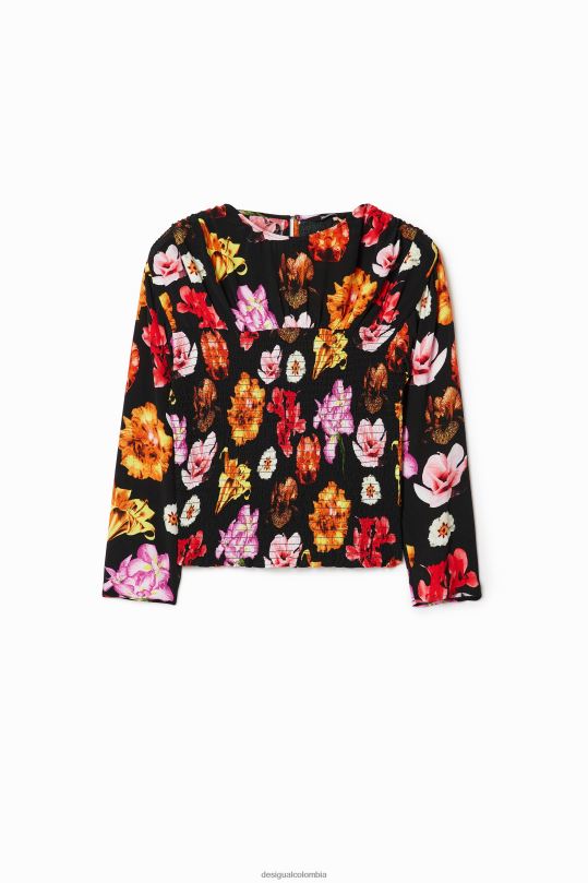 ropa 4802L615 mujer Desigual metro. blusa fruncida floral de christian lacroix - Desigual sales online