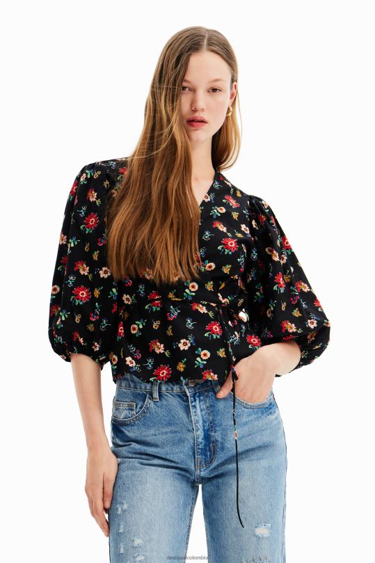 ropa 4802L619 mujer Desigual blusa cruzada floral - Desigual Colombia Medellín