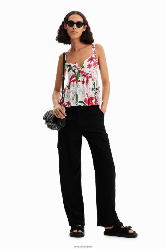 ropa 4802L622 mujer Desigual top con tirantes tropicales - Desigual shop