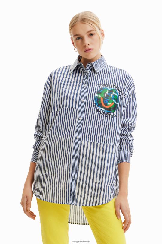Desigual Colombia - ropa 4802L640 mujer Desigual camisa con ilustración patchwork rayas
