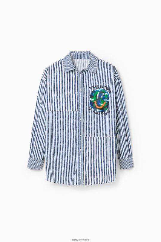Desigual Colombia - ropa 4802L640 mujer Desigual camisa con ilustración patchwork rayas