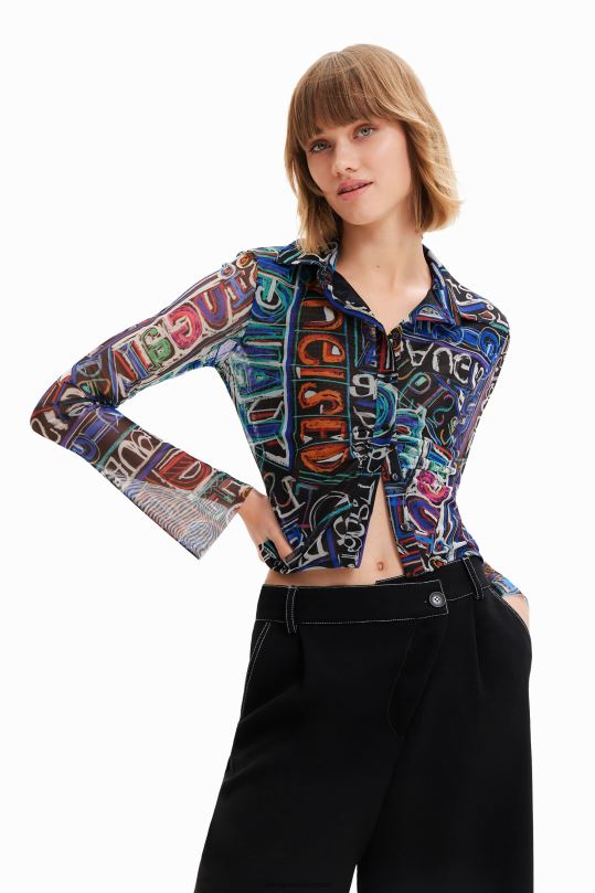 Desigual Colombia bolsos - ropa 4802L649 mujer Desigual camisa corta de tul delgada