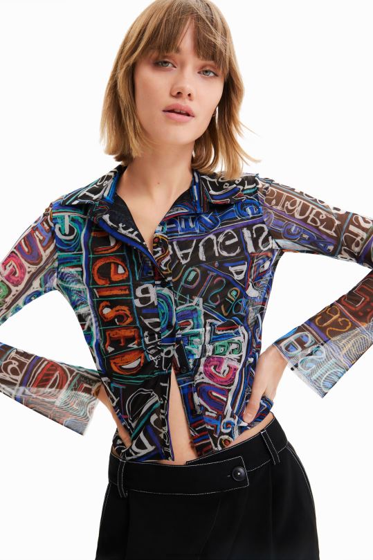 Desigual Colombia bolsos - ropa 4802L649 mujer Desigual camisa corta de tul delgada