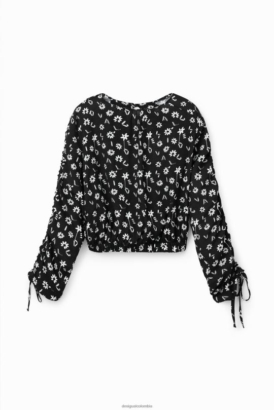 Desigual zapatos Colombia - ropa 4802L675 mujer Desigual blusa corta fruncida con flores