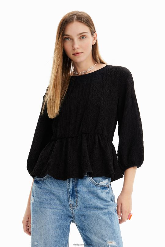 ropa 4802L718 mujer Desigual blusa texturizada con aberturas - Desigual sales online