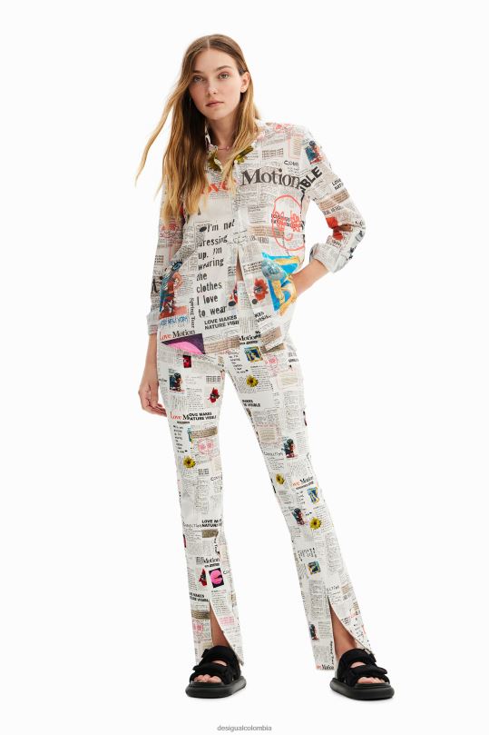 blusas Desigual bogota - ropa 4802L869 mujer Desigual camisa de periódico de manga larga