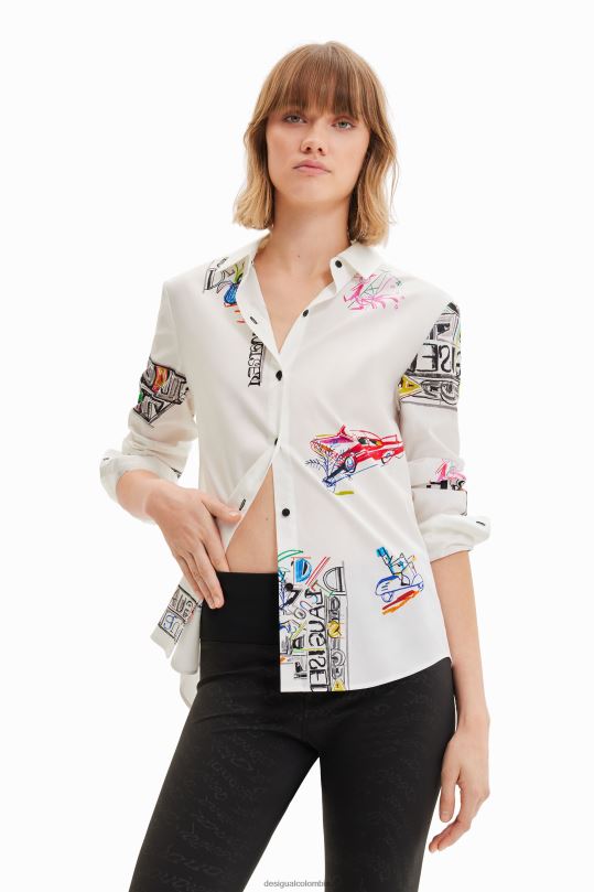 ropa 4802L895 mujer Desigual camisa ilustrada de manga larga - Desigual sale damen