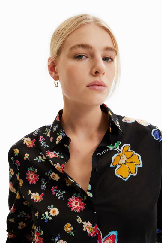 ropa 4802L914 mujer Desigual camisa mitad y mitad floral - Desigual shop