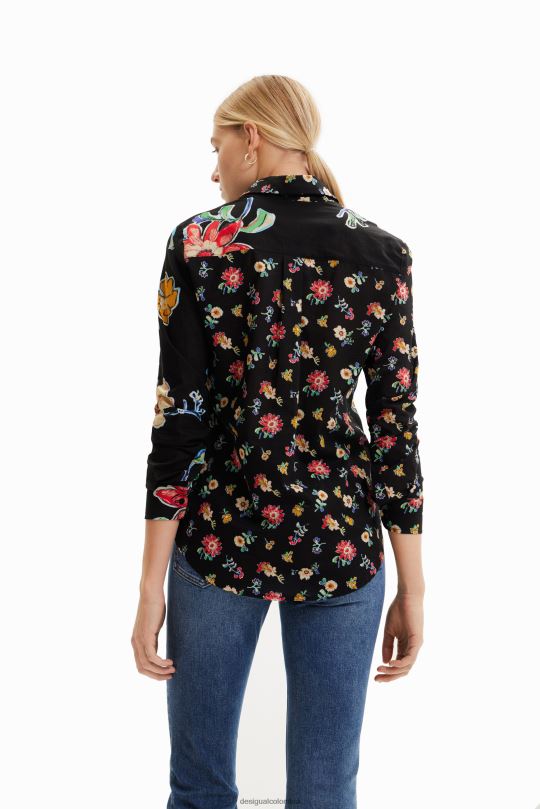 ropa 4802L914 mujer Desigual camisa mitad y mitad floral - Desigual shop