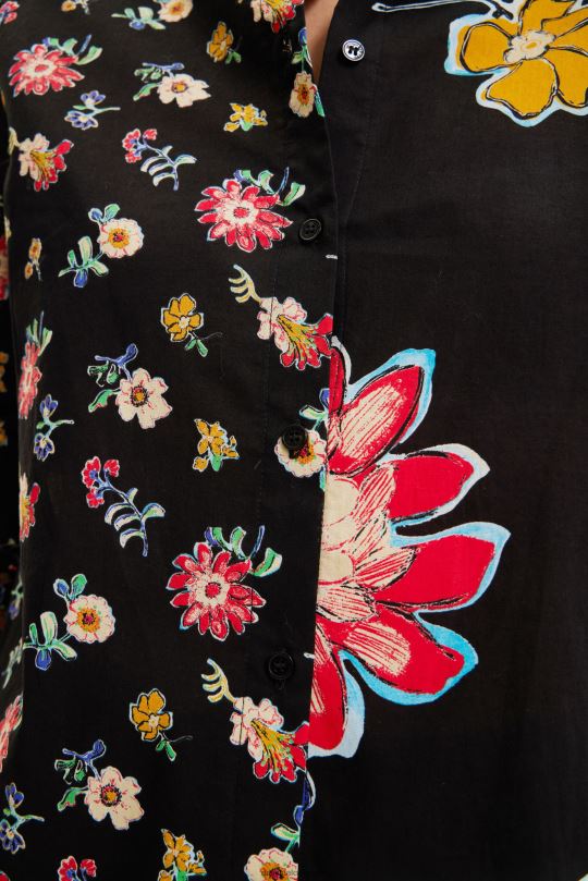 ropa 4802L914 mujer Desigual camisa mitad y mitad floral - Desigual shop