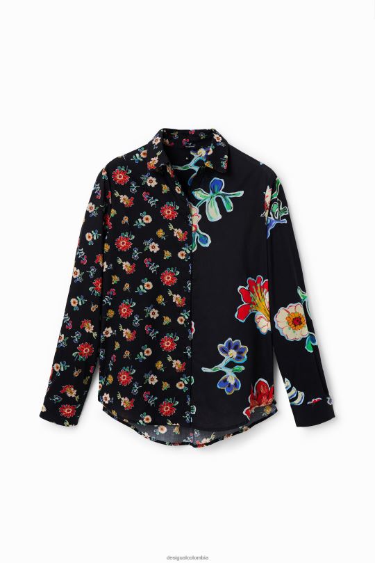 ropa 4802L914 mujer Desigual camisa mitad y mitad floral - Desigual shop